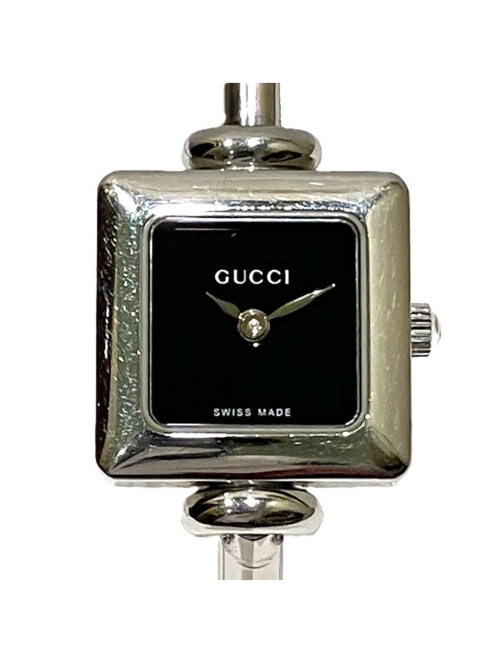 Gucci Bangle Watch SS Quartz Black Dial